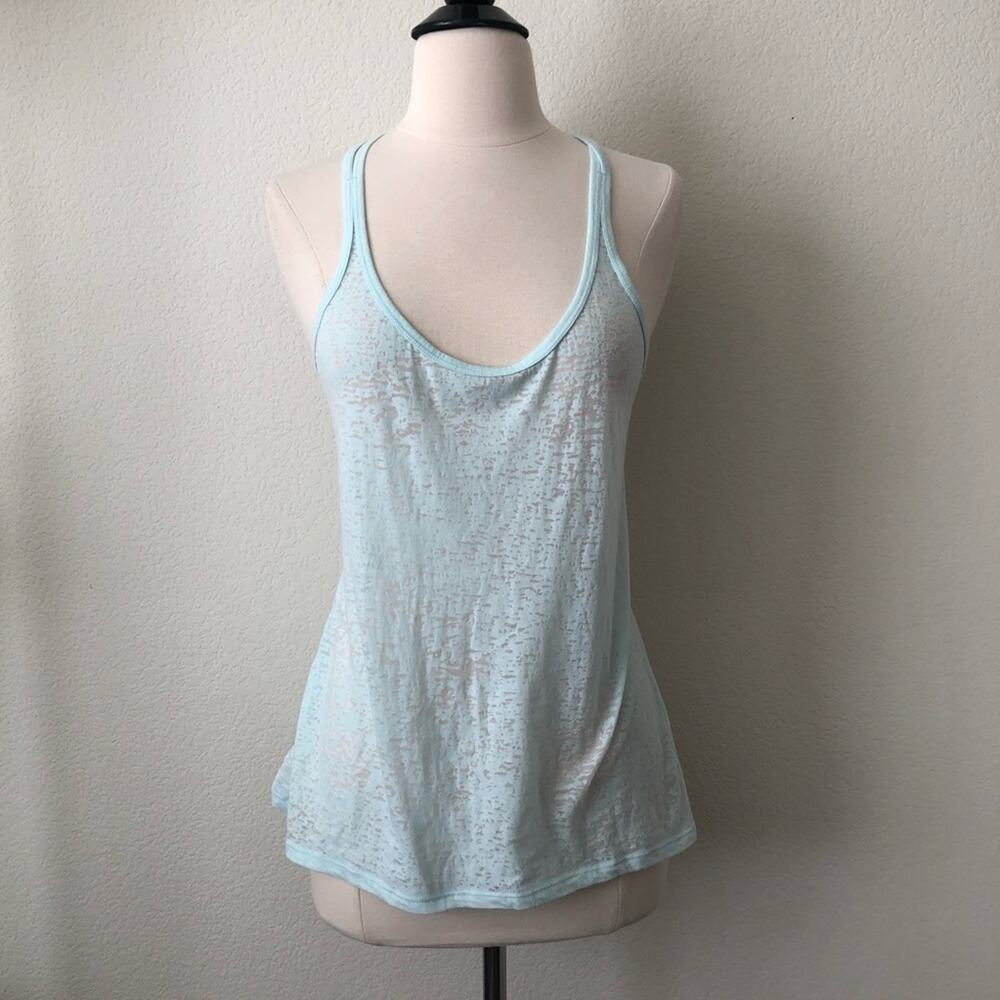 Unit-Y Lotus Burnout Racerback Tank Top Aqua Fresh light mint green double strap